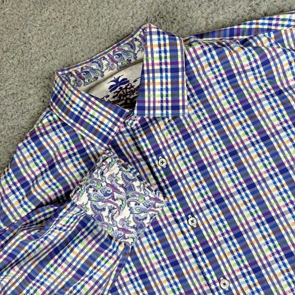 Robert Graham Other - Robert Graham Paisley Cuff Mens Button Up Shirt Size 1XLT Tall Multicolor Stripe